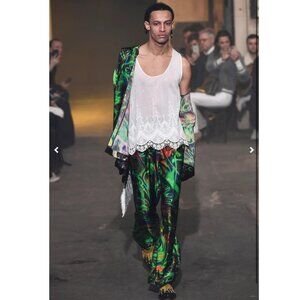 Palomo Spain Runway Sebastien Sans-Arcidet Graphic Silk Pants